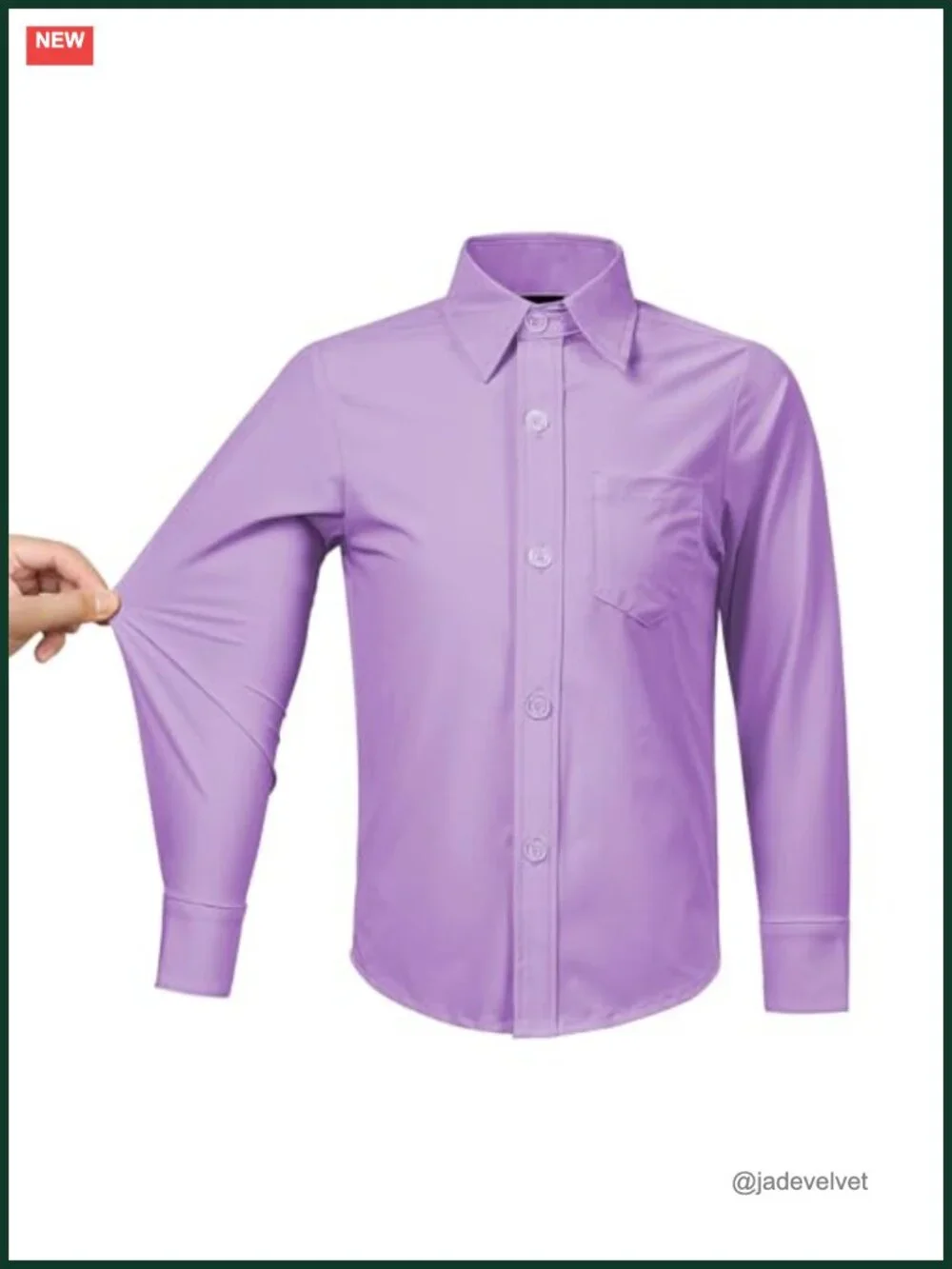 Boys Stretch Long Sleeve Button Down Dress Shirt Wrinkle Free Oxford Uniform